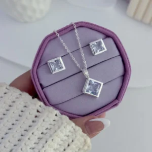 Conjunto quadrado cristal borda alta